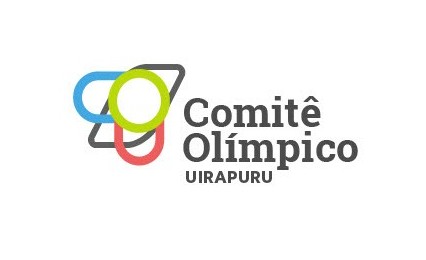 Logo do Comitê Olímpico Uirapuru, com as letras do nome e símbolo colorido.